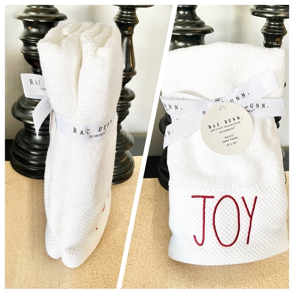 🆕Rae Dunn SET OF 2 JOY Bathroom Hand Towels - Picture 1 of 5
